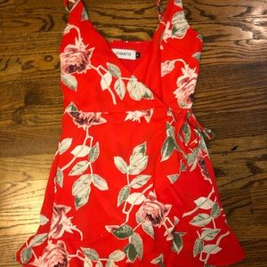 Red floral romper